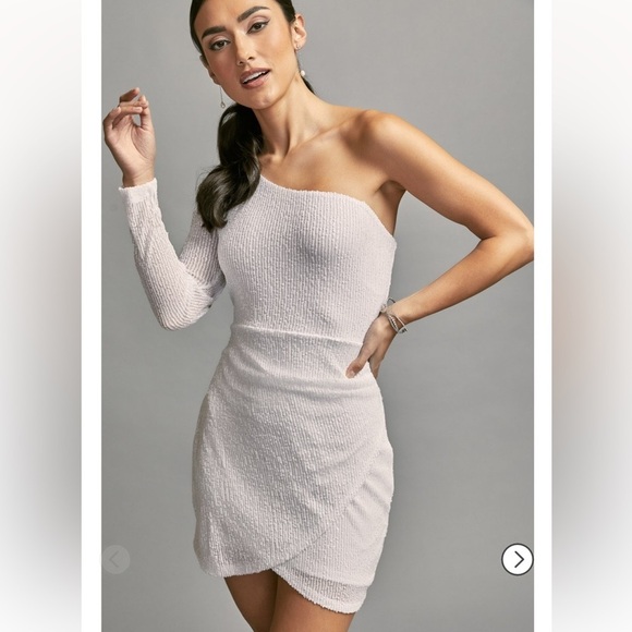 francesca's Samantha One Shoulder Sequence Mini Dress Asymmetrical - Picture 3 of 5